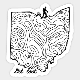 Get Lost Hiking Topographic Art Hike Ohio State Map Sticker